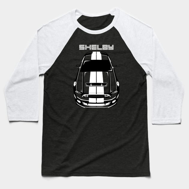 Ford Mustang Shelby GT500 S197 2013-2014 - White Stripes Baseball T-Shirt by V8social